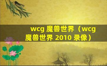 wcg 魔兽世界（wcg 魔兽世界 2010 录像）